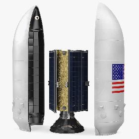3D Payload Fairing with Communications Satellite